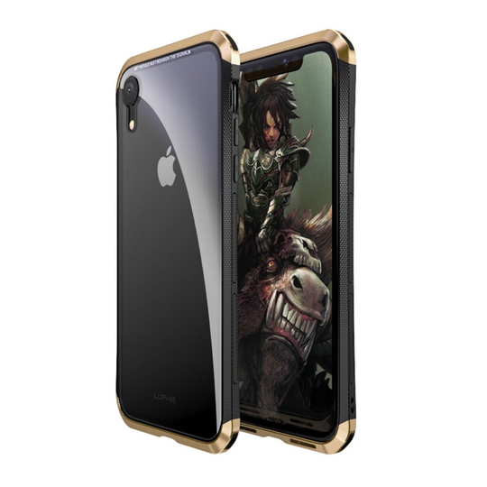 iPhone Xr LUPHIE lasi ja metalli hybriidi muovinen takasuoja kuori - Kulta
