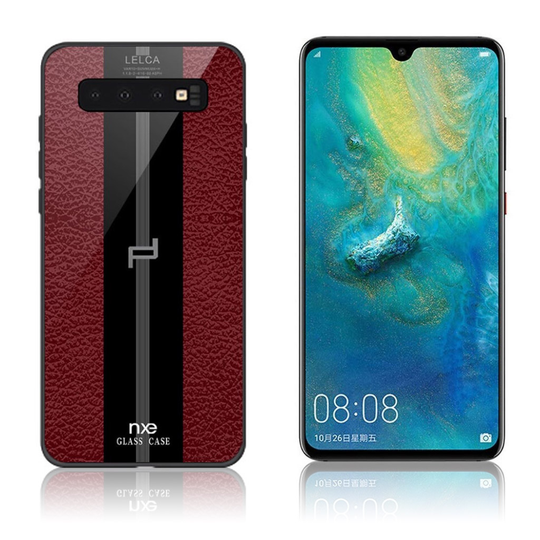 NXE LELCA Samsung Galaxy S10e lasi pintainen suojakotelo - Punainen