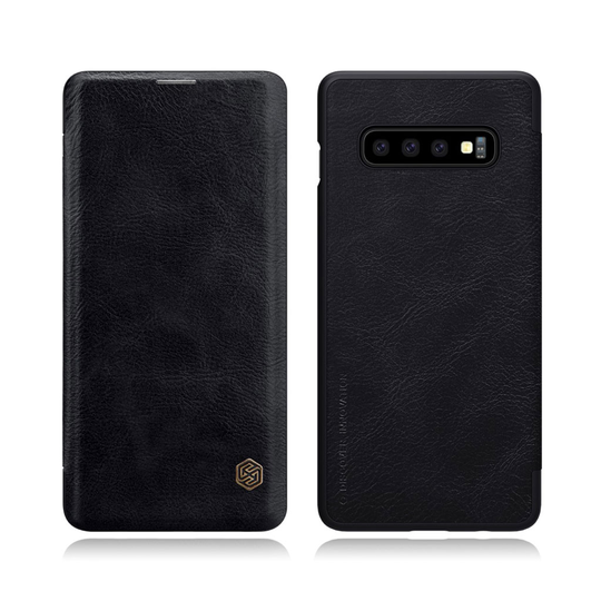 NILLKIN Qin Series Samsung Galaxy S10 Plus nahkainen suojakotelo - Musta