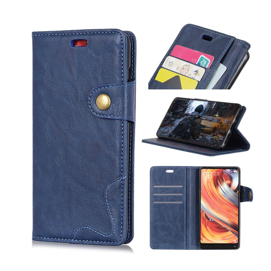 Crazy Horse Asus ZenFone Max Pro (M2) S-shape nahkainen flip suojakotelo - Sininen