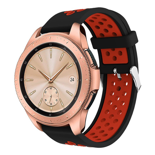 Samsung Galaxy Watch (42mm) Ontto kaksisävyinen silikooni muovinen kellon vaihto ranneke - Musta/ Punainen