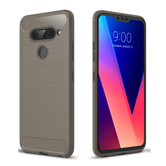 LG V40 ThinQ hiilikuitu harjattu suojakotelo - Harmaa