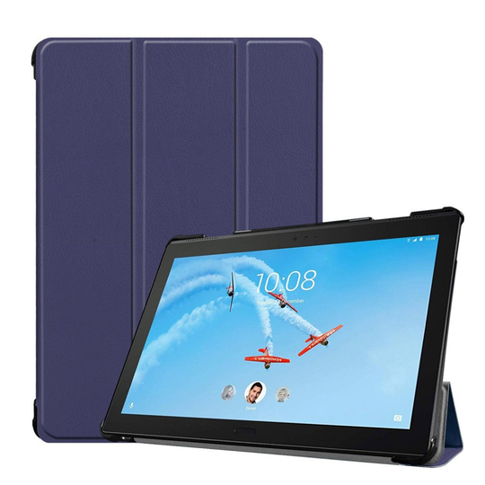 Lenovo Tab P10 tuki nahkainen flip suojakotelo - Tummansininen
