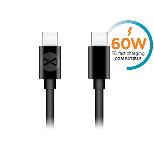 Forever USB-C - USB-C kaapeli 3A 1m 20W musta