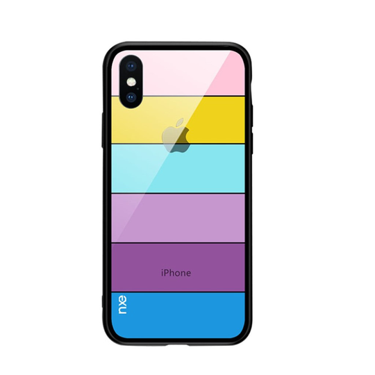 iPhone Xs Max NXE kuviollinen hybriidi lasi ja muovi takasuoja kuori - Tyyli C