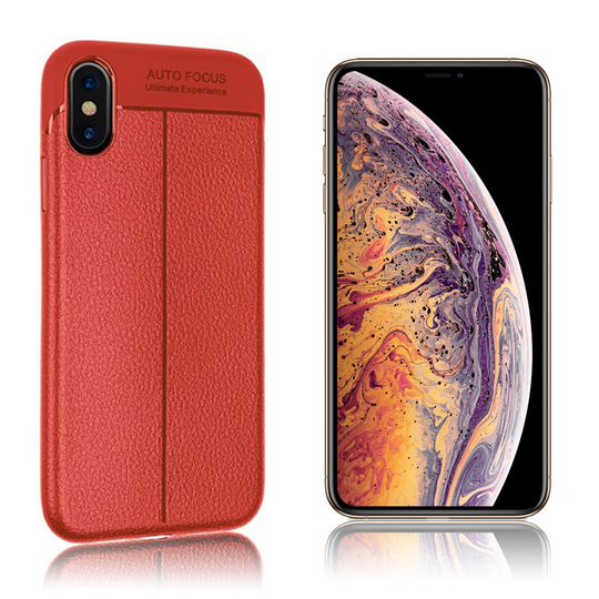 iPhone Xs Max liitsihedelmä jyvä rakenteinen silikooni muovinen takasuoja kuori - Punainen
