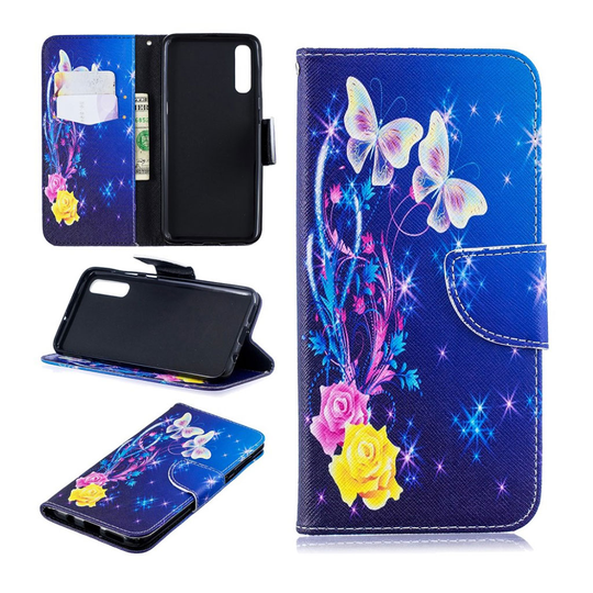 Samsung Galaxy A50 pattern leather case - Roses and Butterflies
