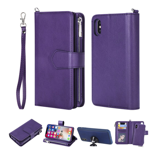 iPhone XS 2in1 monipuolinen lompakko suojakotelo synteetti nahasta - Violetti