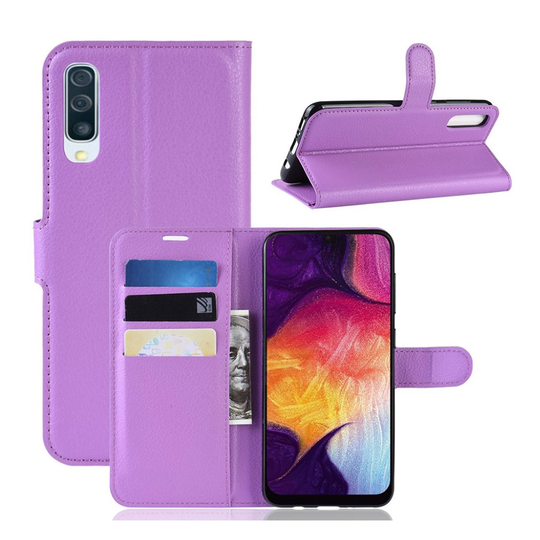Samsung Galaxy A50 litsi nahkainen suojakotelo - Violetti