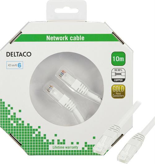 U/UTP Cat6 Laitekaapeli, 10m, 250MHz, Delta-sertifioitu, LSZH, Valkoinen