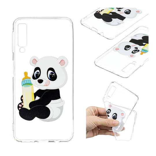 Samsung Galaxy A7 (2018) kuviollinen pehmeä silikooni muovinen takasuoja kuori - Tuttipullo Panda
