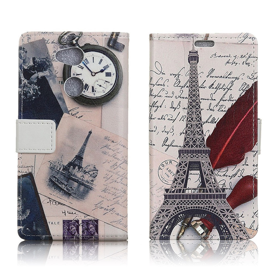 Sony Xperia L2 vintage suojakotelo - Eiffel torni ja sulka