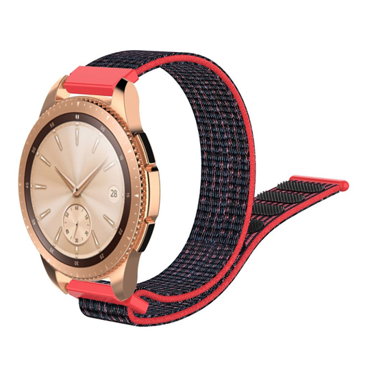 Samsung Galaxy Watch (42mm) nylon velcro watch band - Black / Red