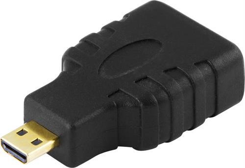 HDMI-sovitin, HDMI High Speed With Ethernet, Micro HDMI 19-pin Ur - HDMI 19-pin Na, Musta