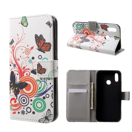 Huawei P20 Lite erikoinen suojakotelo - Perhoset ja ympyrät