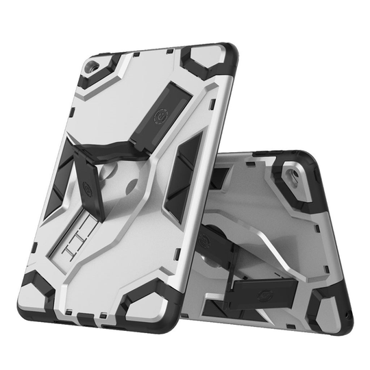 iPad Mini 4 Hybriidi PC ja TPU Takasuoja Kuori Tabletille Missä Jalkatuki - Hopea