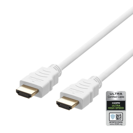Ultranopea HDMI-kaapeli, 3 M, EARC, QMS, 8K Taajuudella 60 Hz, 4K Taajuudella 120 Hz, Valkoinen