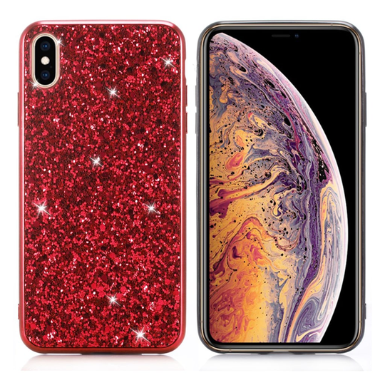 Glitter iPhone Xs Max kuoret - Punainen