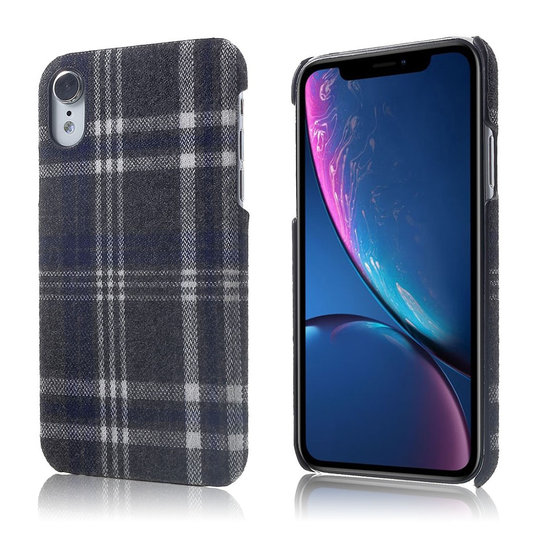 iPhone Xr kova muovinen takasuoja kuori pinnoitettu ruutu kankaalla - Musta