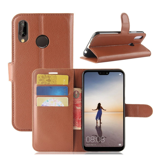 Huawei P20 Lite litsitekstuurinen suojakotelo - Ruskea