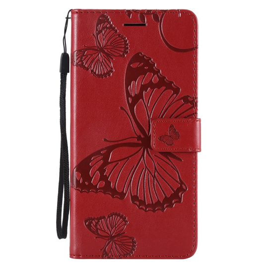 Huawei Mate 20 Lite perhos printti kuviollinen synteetti nahkainen lompakko suojakotelo mobiilirannekkeella - Punainen