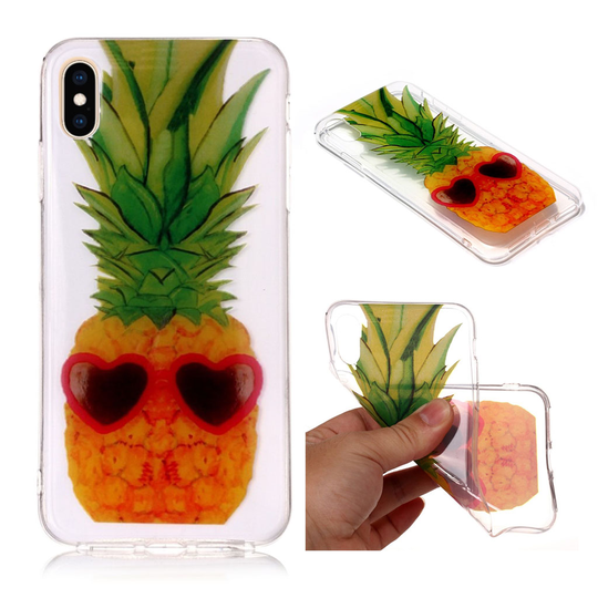 iPhone 9 Plus Kirkasi Kuviollinen Pehmeä Muovinen Takasuoja Kuori - Ananas