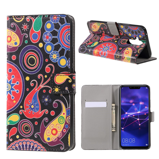 Huawei Mate 20 Lite kuviollinen synteetti nahkainen lompakko suojakotelo - Kasmir Kukat