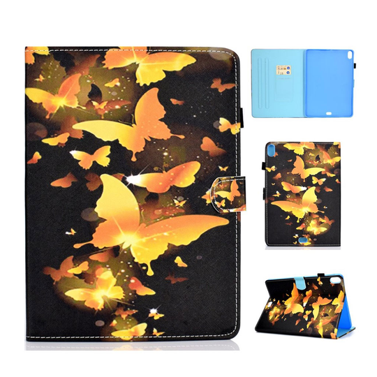 iPad Pro 11 inch (2018) kortti paikoilla varustettu kuviollinen synteetti nahkainen suojakotelo - Kultaiset Perhoset