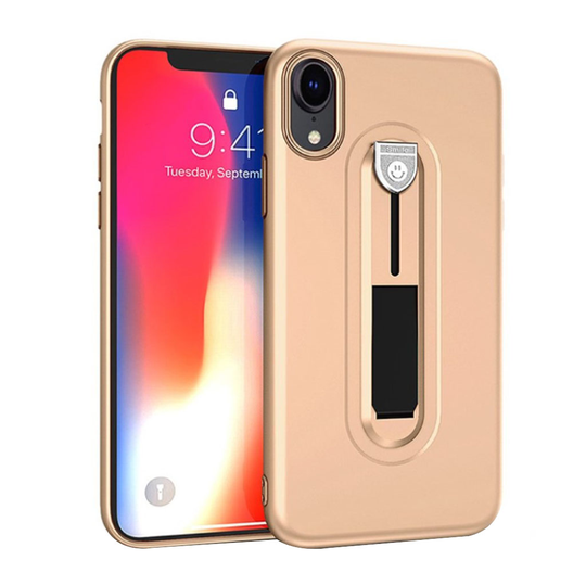 iPhone 9 Matta Pintainen Muovinen Takasuoja Kuori Jalkatuella - Kulta