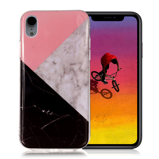 iPhone Xr Marmori IMD Kuviollinen Muovinen Takasuoja Kuori - Kolme Värinen