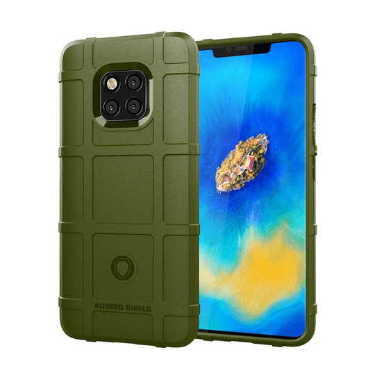 Huawei Mate 20 Pro iksukestävä ruudukko kuvio pintainen silikooni muovinen takasuoja kuori - Tumman Vihreä