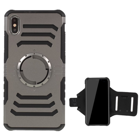 iPhone 9 Plus Hybriidi Muovi Yhdistelmä Takasuoja Kuori Magneetti Laatalla - Harmaa