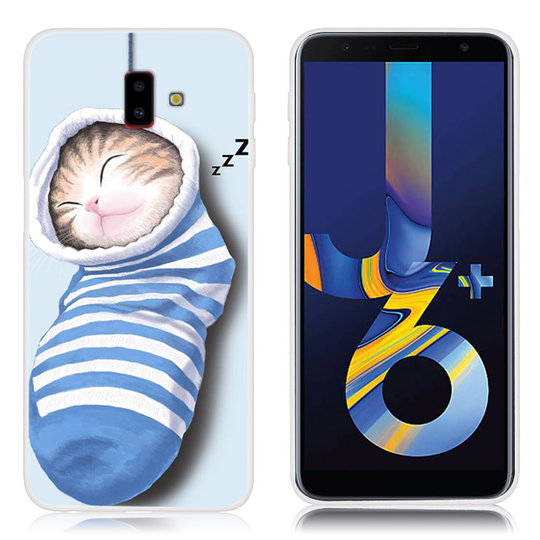 Samsung Galaxy J6 Plus (2018) kuviollinen joustava takasuoja kuori silikooni muovista - Nukkuva Kissa