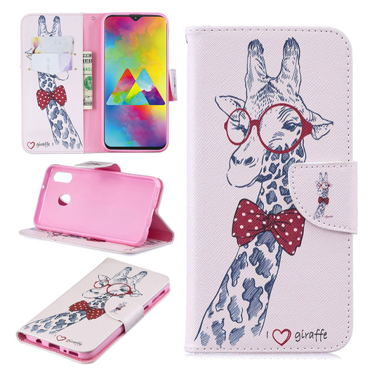Wonderland Samsung Galaxy M20 kotelot - Kirahvi Lasit Päässä