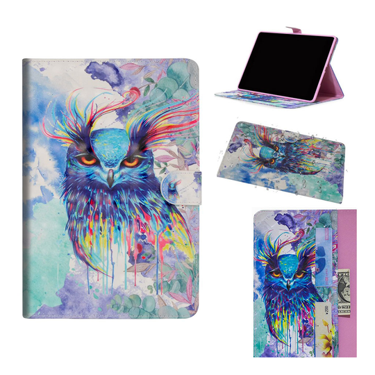 iPad Pro 11 inch (2018) timantti koristeltu kuviollinen synteetti nahkainen suojakotelo magneetti lukolla - Värikäs Pöllö