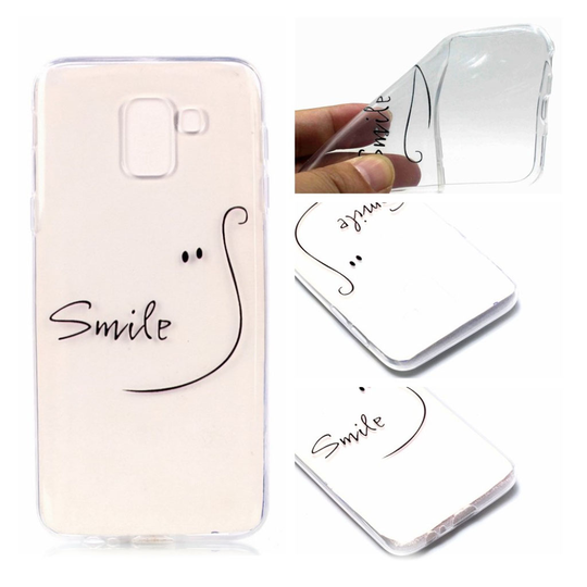 Samsung Galaxy J6 Pehmeä Ja Joustava Kuvallinen TPU mUovi Takasuoja Kuori - Smile Teksti