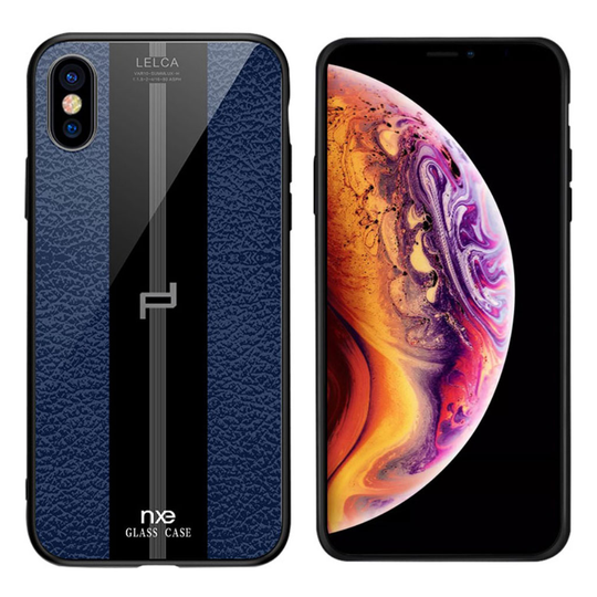 NXE LELCA iPhone XS tuntuinen kuvioinen suojakotelo - Sininen