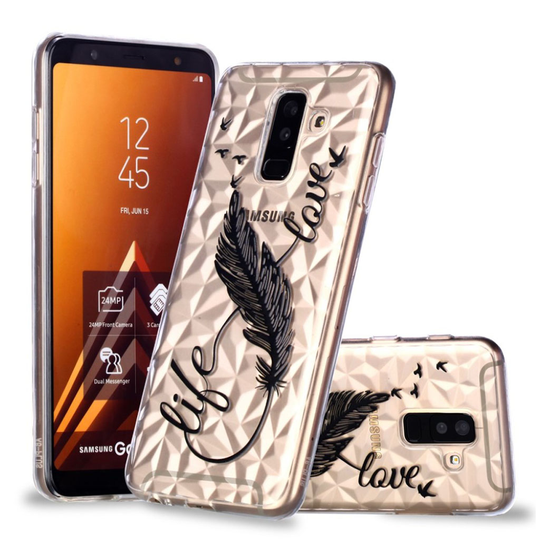 Samsung Galaxy A6 Plus (2018) 3D diamond pattern case - Feather Pen