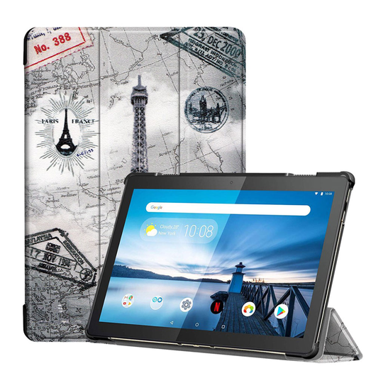Lenovo Tab M10 tri-fold pattern leather case - Eiffel Tower