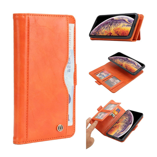 iPhone Xs Max magneettinen 2in1 lompakko suojakotelo synteetti nahasta - Oranssi