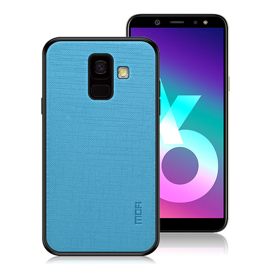 Samsung Galaxy A6 MOFI Ohut Hybriidi Takasuoja Kuori Pinnoitetti Kankaalla - Sininen