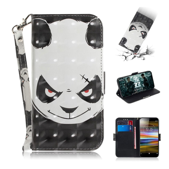 Sony Xperia L3 kuviollinen nahkainen suojakotelo - vihainen Panda