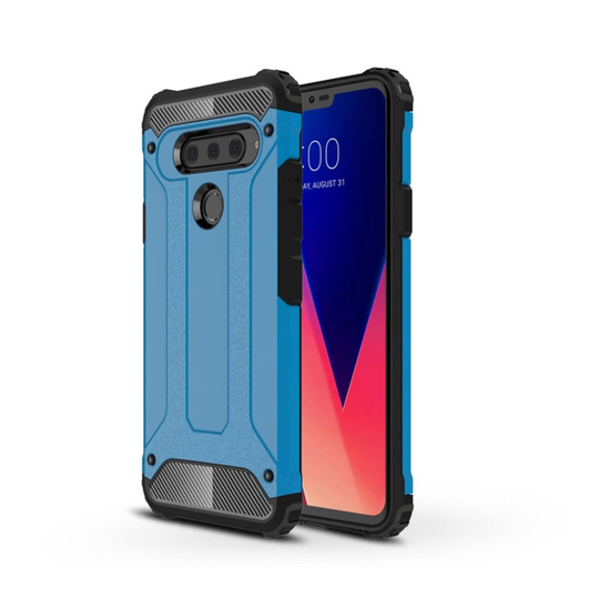LG V40 ThinQ heavy duty rosoinen hybrid suojakotelo - Vaaleansininen