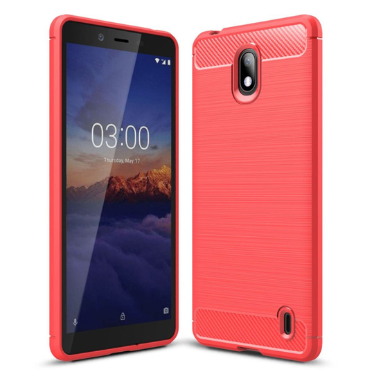 Carbon Flex Nokia 1 Plus kuoret - Punainen