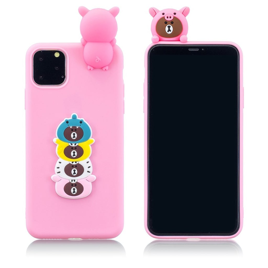 Cute 3D iPhone 11 Pro kuoret - Tummanpinkit Karhut