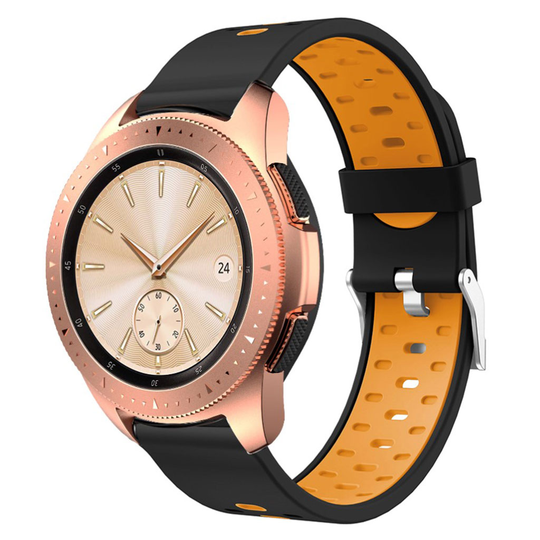 Samsung Galaxy Watch (42mm) dual-color silicone watch band - Black / Orange