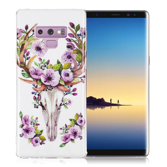 Samsung Galaxy Note9 IMD Kuviollinen Valoisa Muovinen Taksuoja Kuori - Kukkiva Hirvi