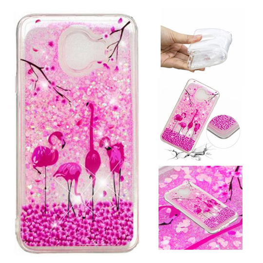 Samsung Galaxy J4 (2018) kohokuvioitu juoksuhiekka suojakotelo - Flamingot
