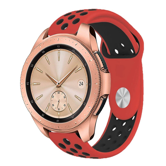 Samsung Galaxy Watch (42mm) kaksisävyinen iso ontto silikooni muovinen kellon vaihto ranneke - Musta/ Punainen