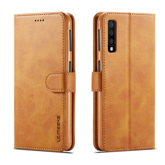 Samsung Galaxy A7 (2018) LC.IMEEKE synteetti nahkainen lompakko suojakotelo magneetti lukolla - Ruskea